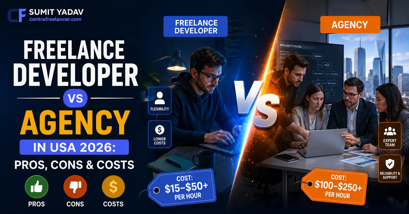 Freelance Developer vs Agency in USA 2026 Pros, Cons & Costs