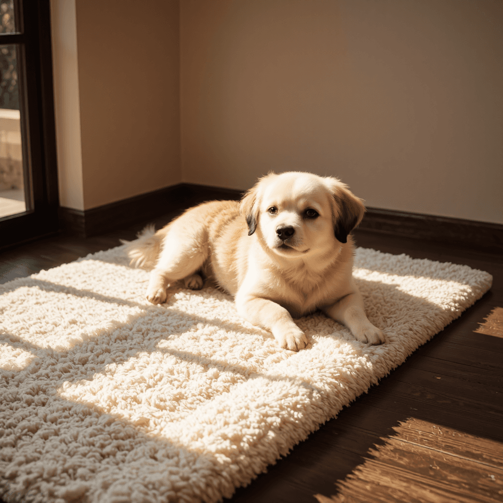 product photography of a small dog lying down