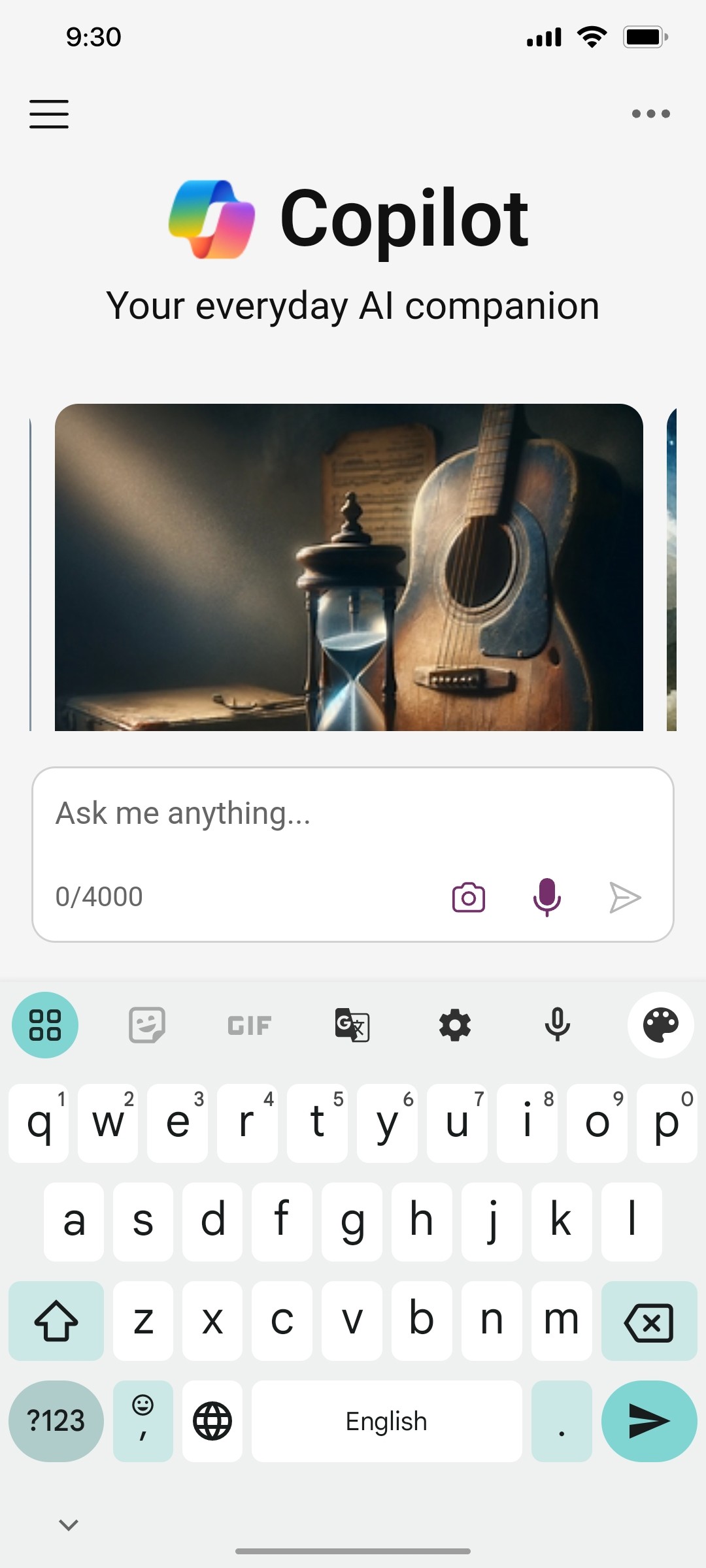 Microsoft copilot type message screen