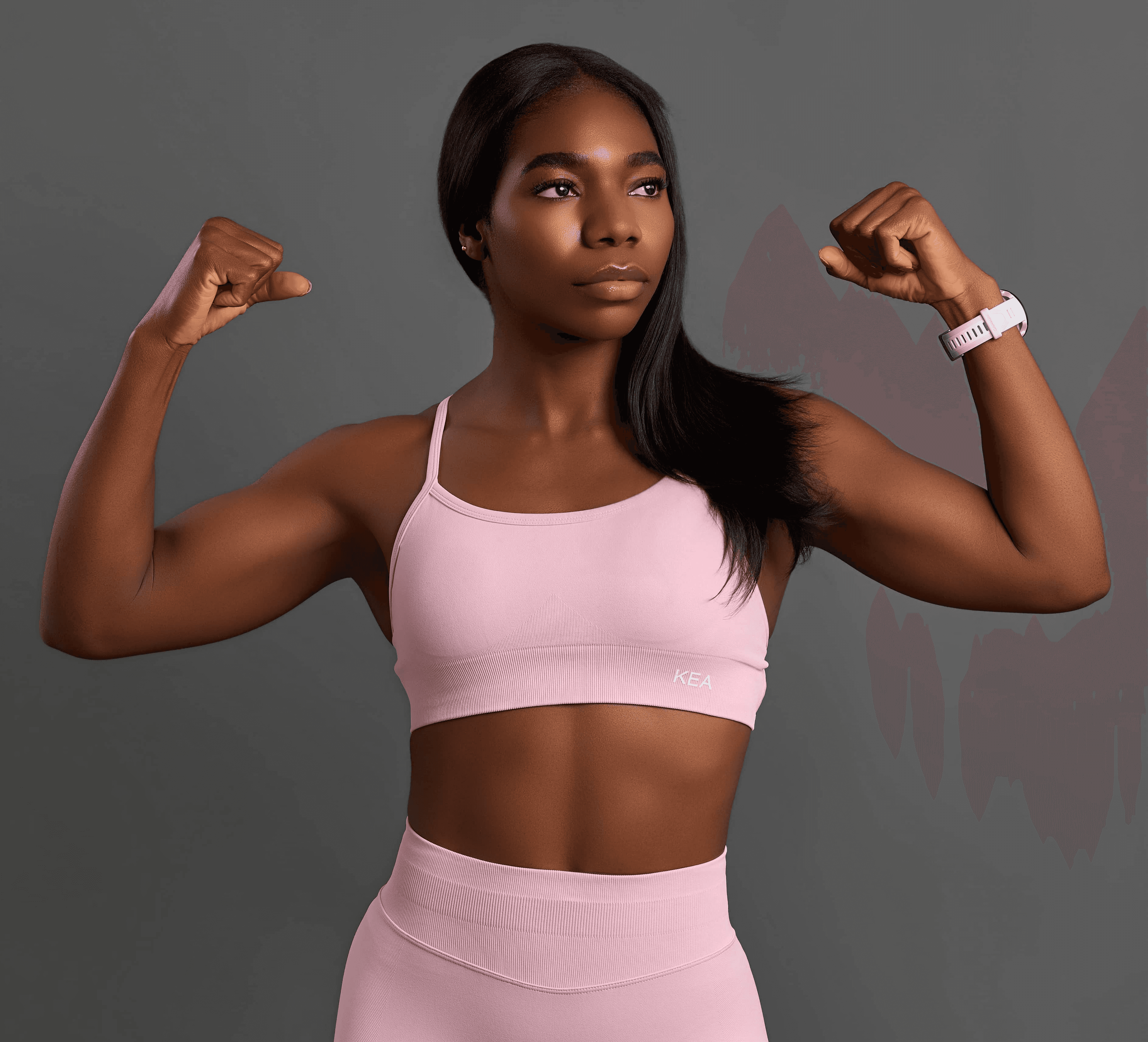 Dynamic activewear portrait highlighting motion, flexibility, and confidence