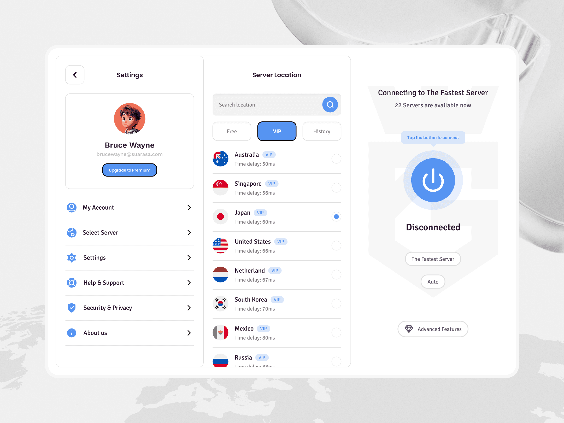 Image of Guardian VPN Tablet App Design