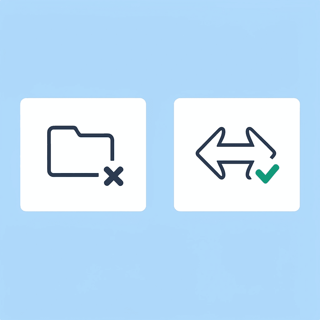 Left side shows X with multiple disconnected tools (PDF, notes, email). The right side shows a checkmark with a single unified workspace