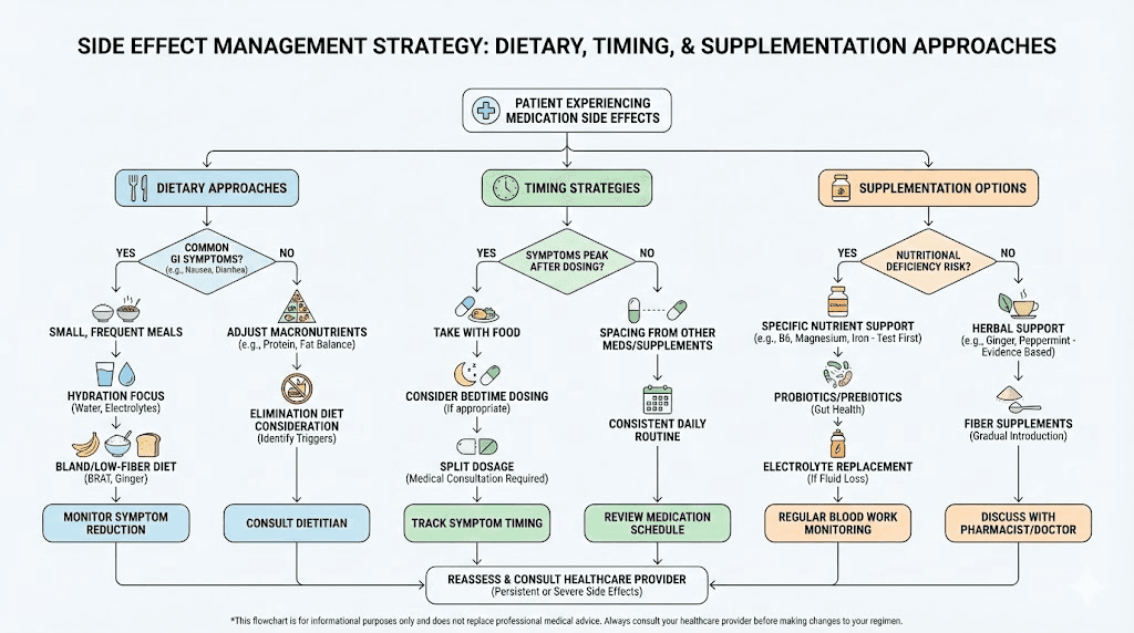 Side effect management strategies for GLP-1 medications flowchart
