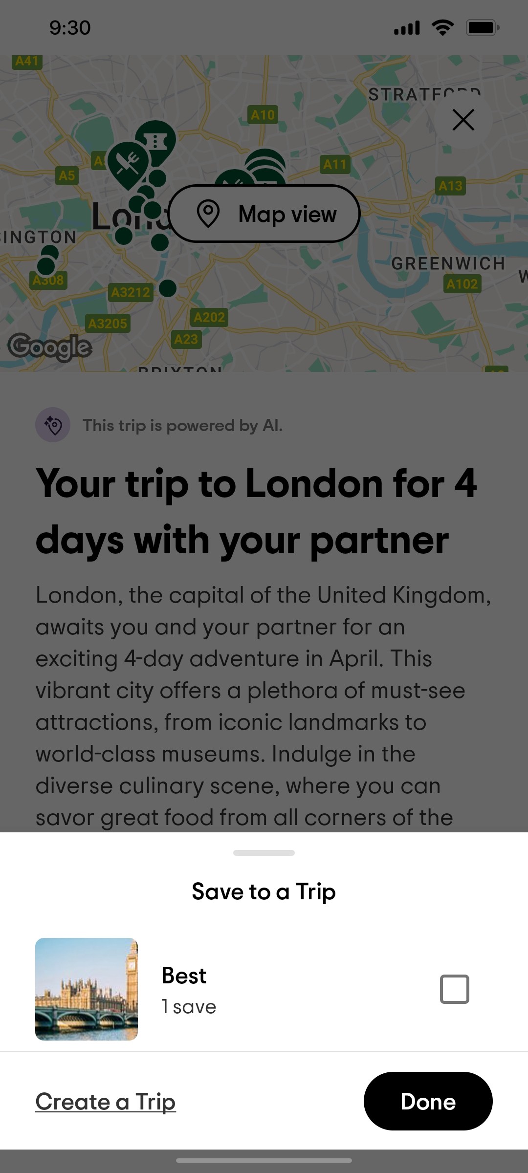 Tripadvisor Create a Trip Page Screen