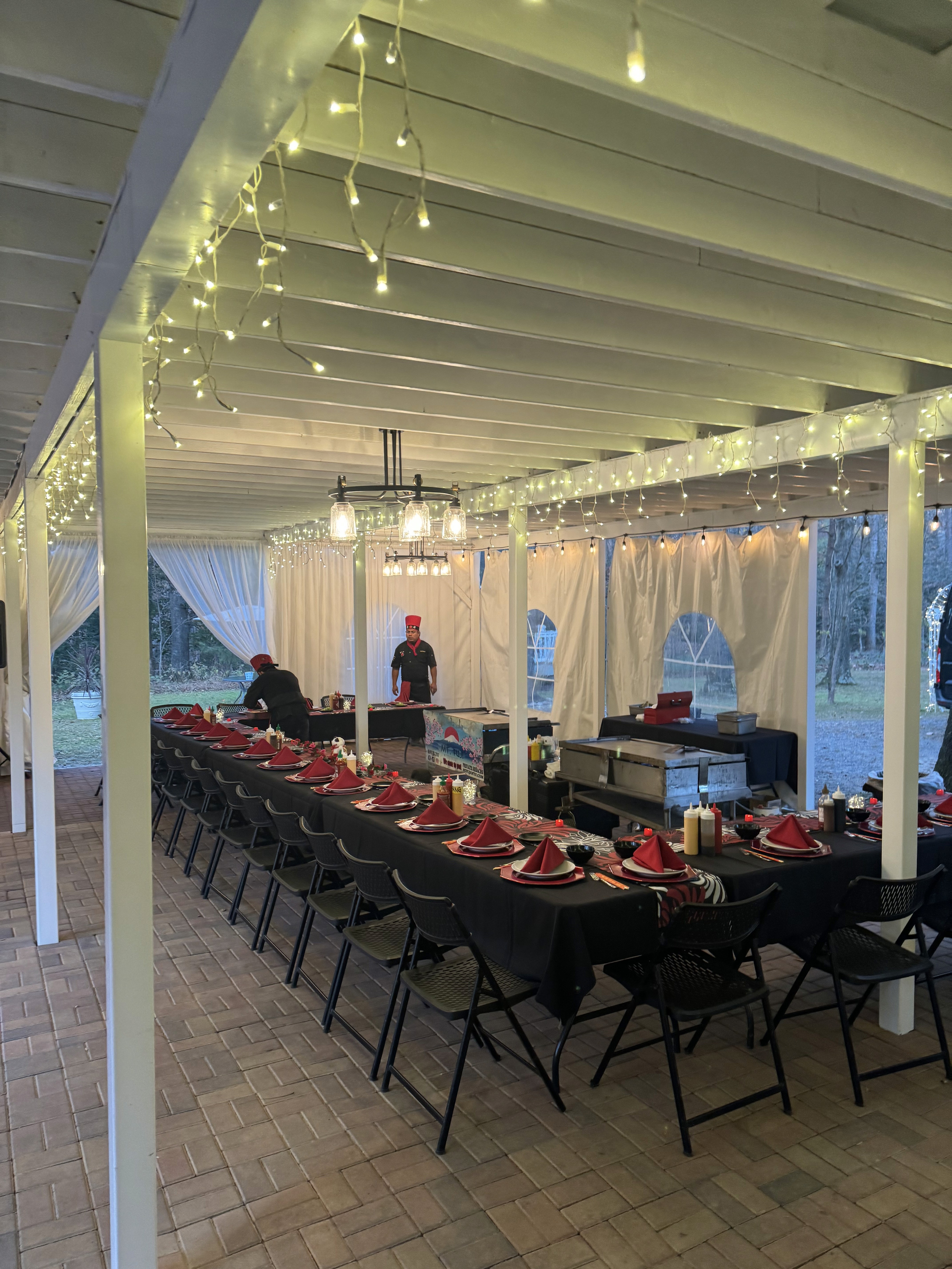 hibachi catering table setup for guests