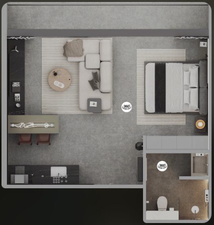 Studio apartment in XO Pandawa on the 2nd floor