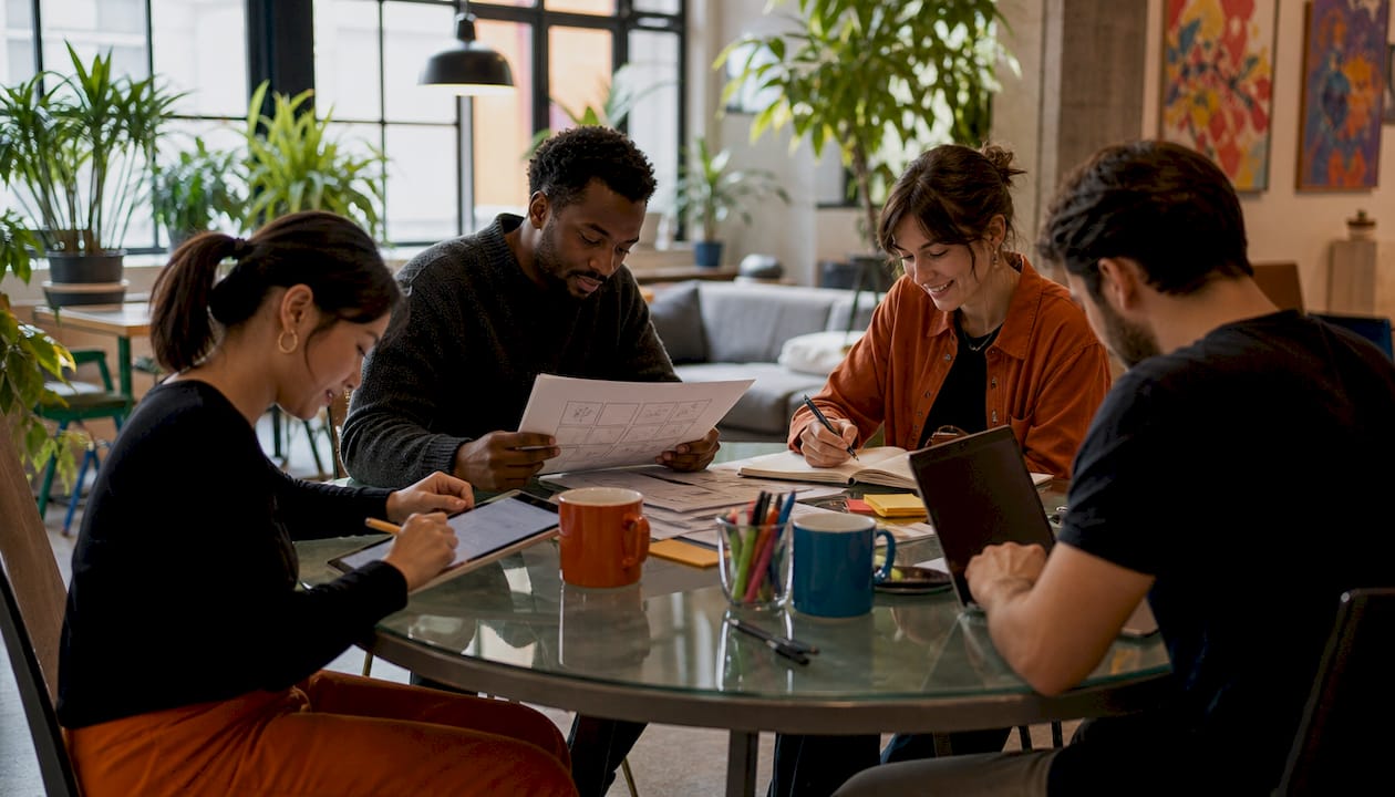 Top view of diverse team planning localization scaling