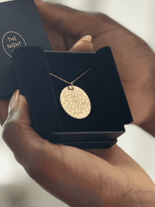 The Night Sky celestial jewelry pieces with care instructions for sterling silver and gold vermeil