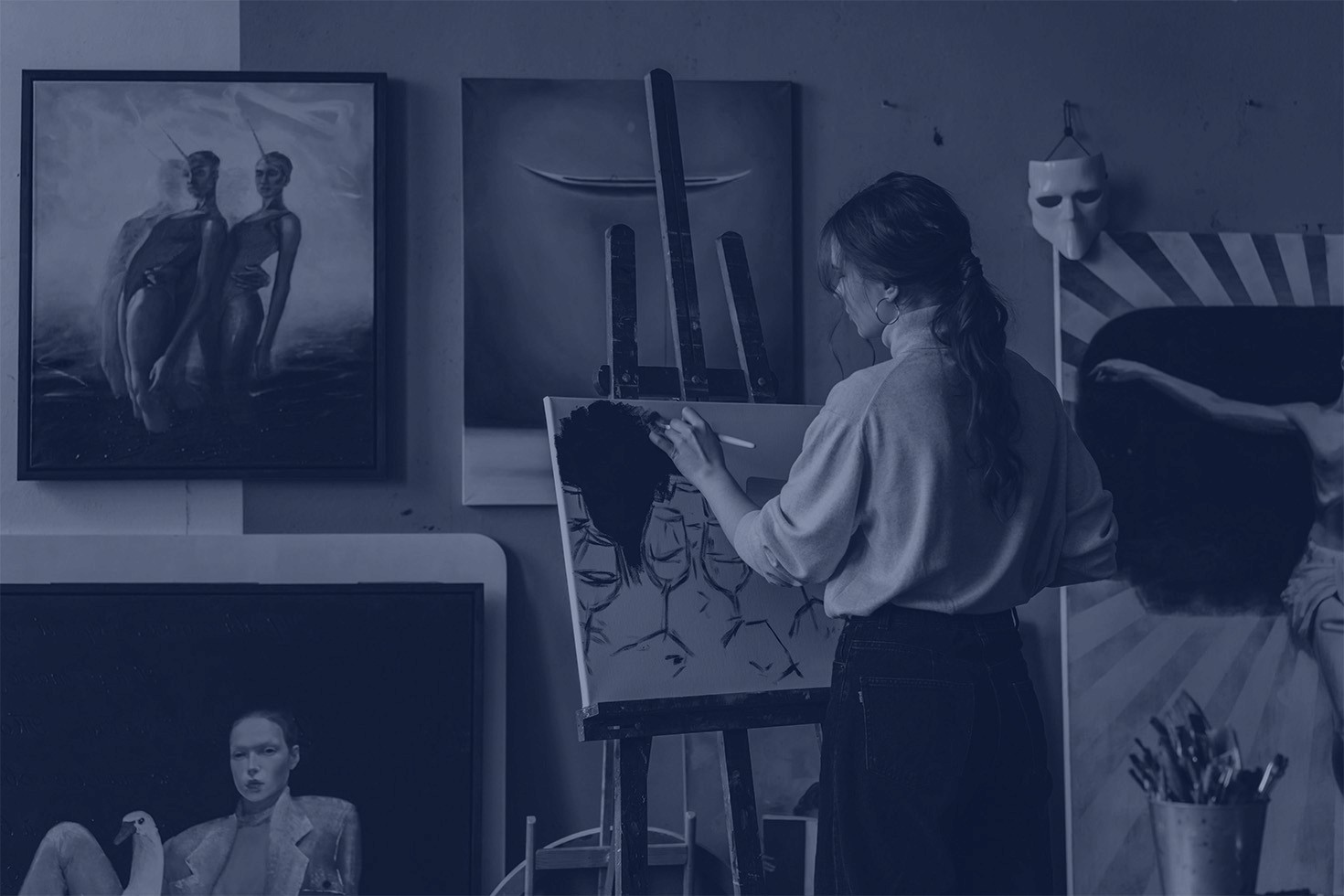 Surreal artwork of flowers in a vase melting into a rainbow on a pink surface, creative design concept.