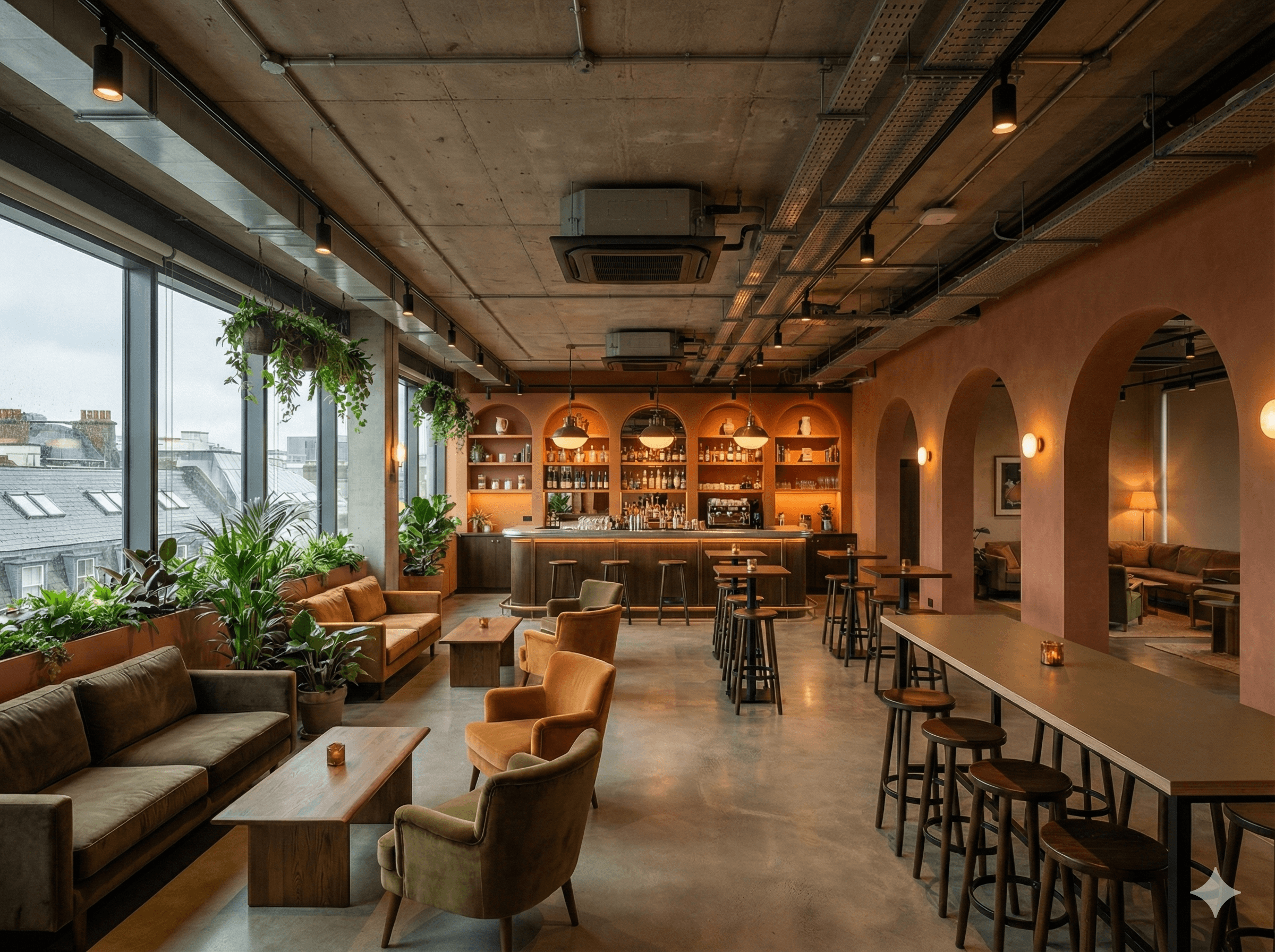 wooden coffee table surrounded by leather sofa chairs