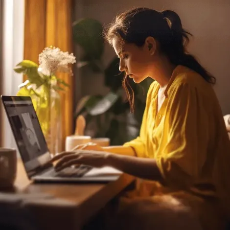A women working on her laptop