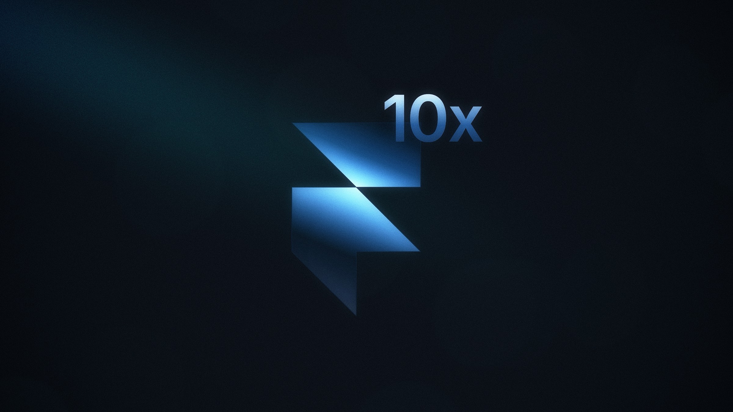 Stylized blue double arrow graphic with the text '10x' on a dark textured background