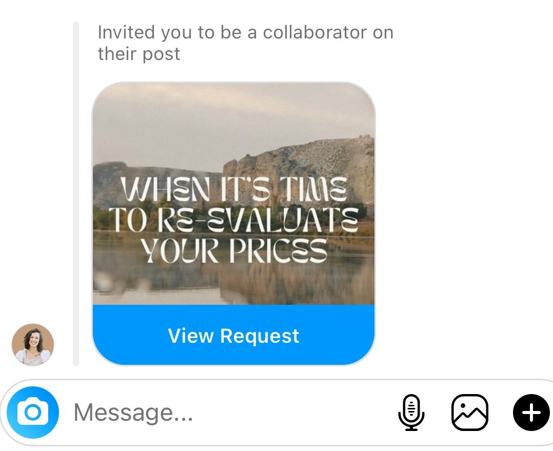 Screenshot of a Collab request in a DM