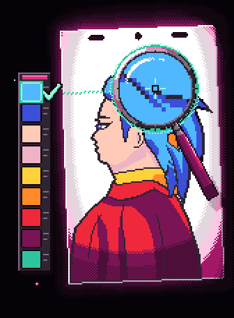 色検査のイメージ(ピクセルアート)
