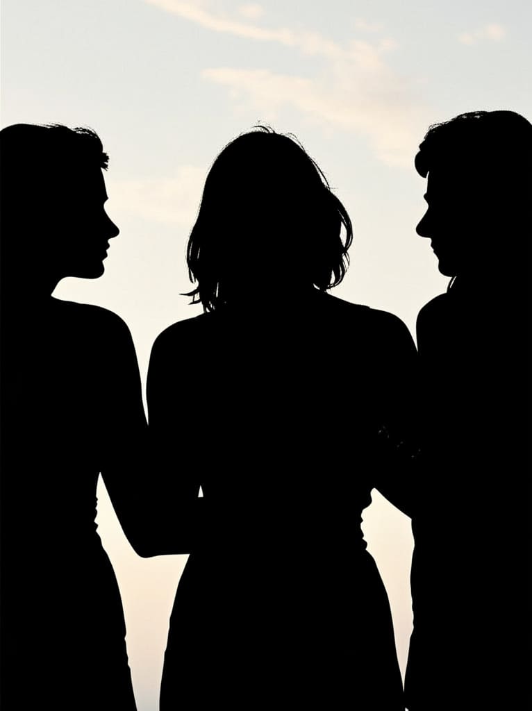 Friendship trio hugging made with silhouette maker.