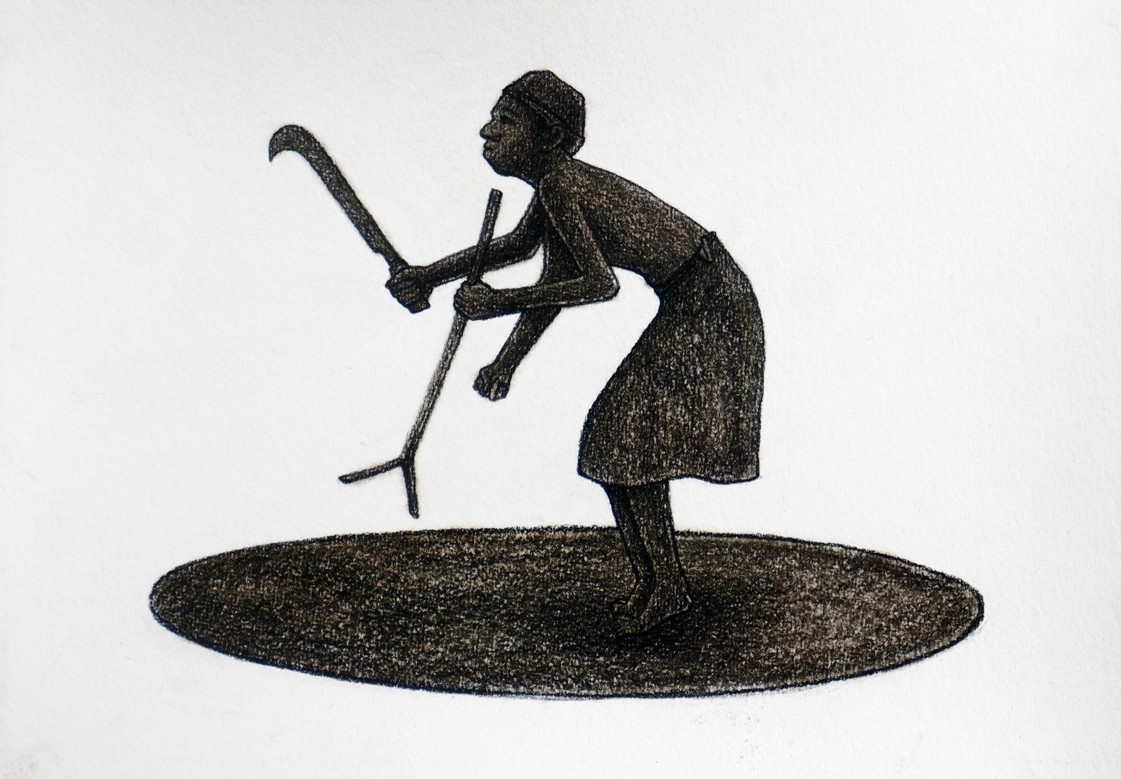 herd of sheep on road painting