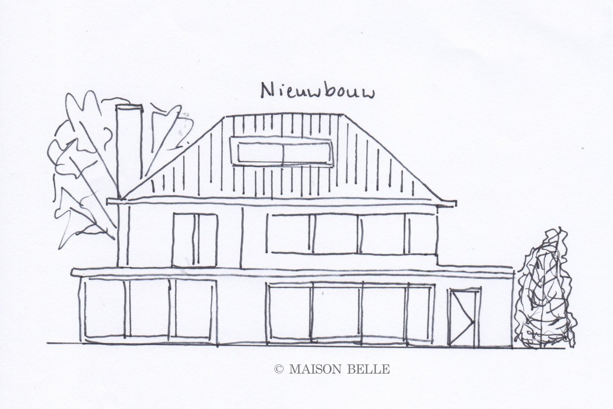 schets nieuwbouw jaren 30 stijl