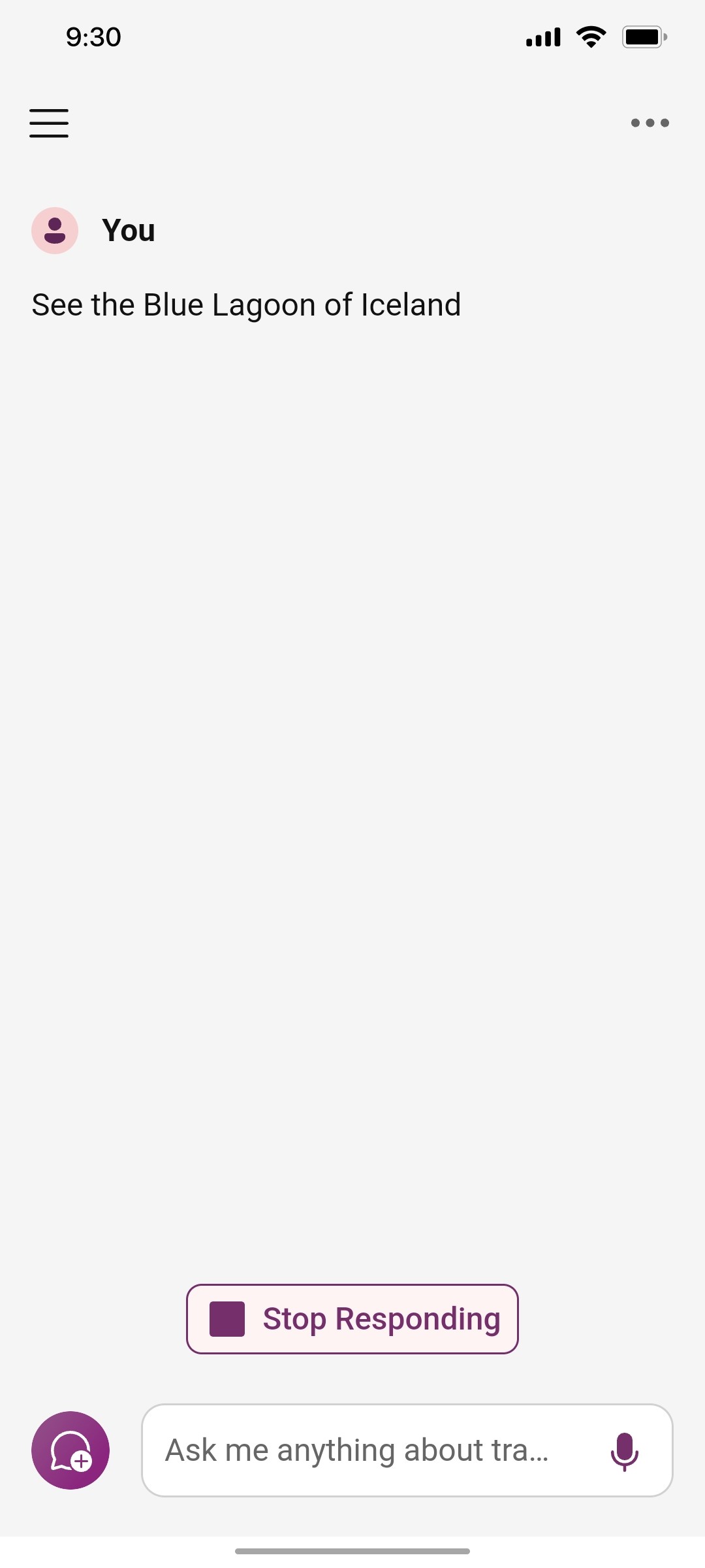 Microsoft copilot Vacation planner chat screen