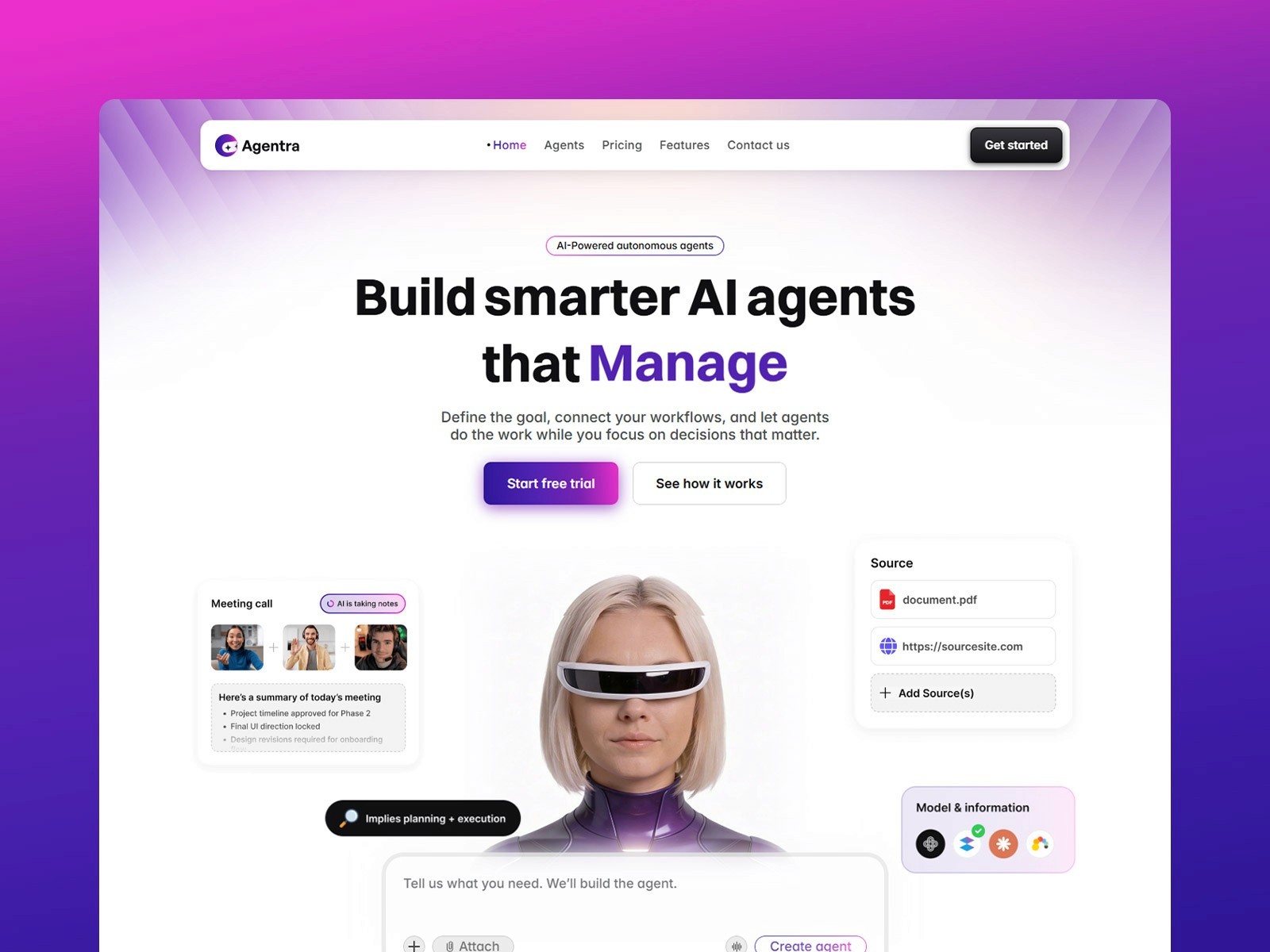 Agentra — 现代专业 AI 产品官网设计灵感
