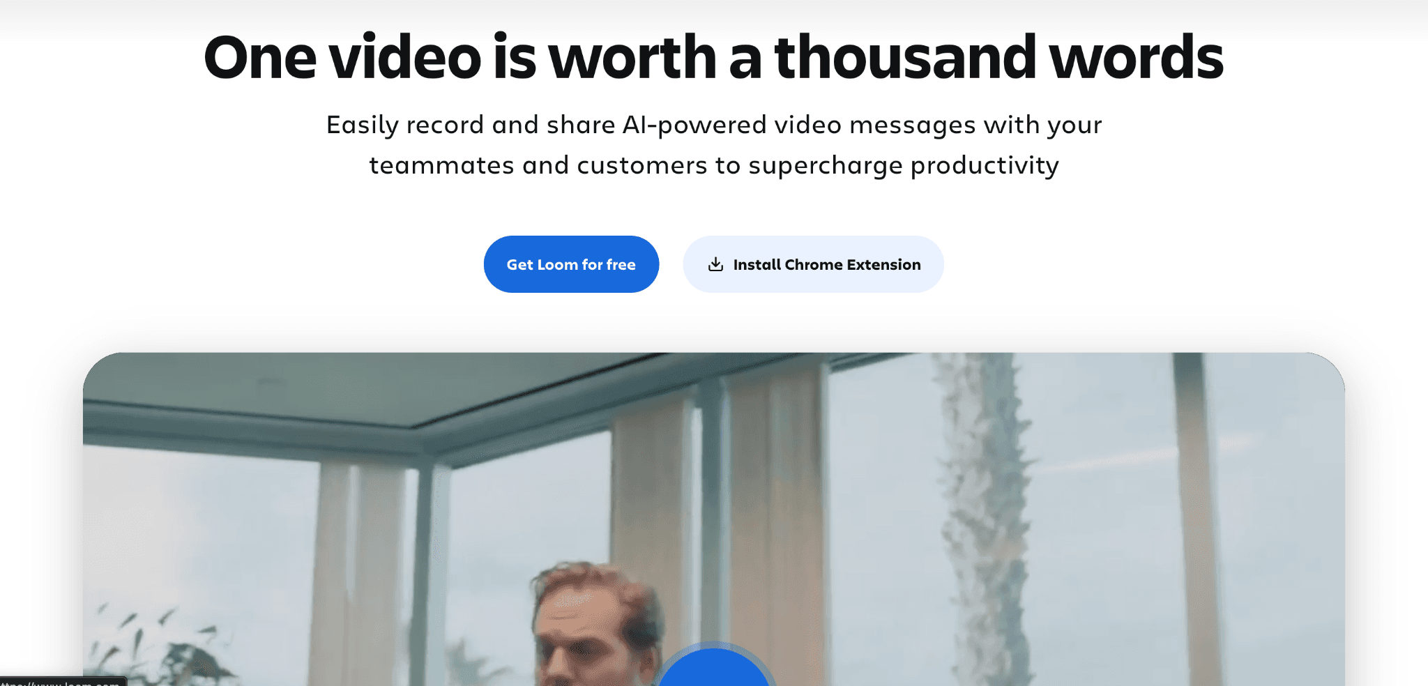 Screenshot of video-focused Loom landing page