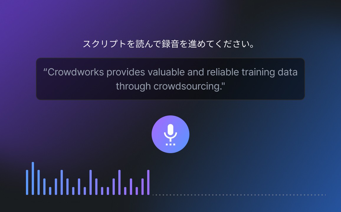 オーディオデータ作業で人がスクリプトを読み新しいデータを生成する例の画像