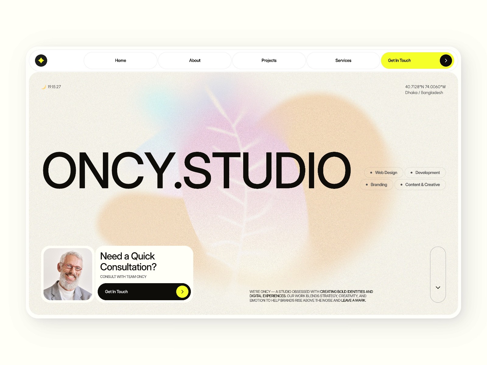 Oncy — 专业排版感创意机构官网设计灵感