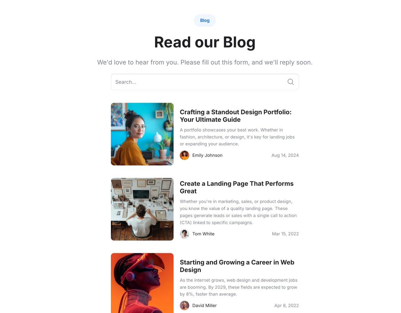 Framer Blog News Section - Frameblox UI