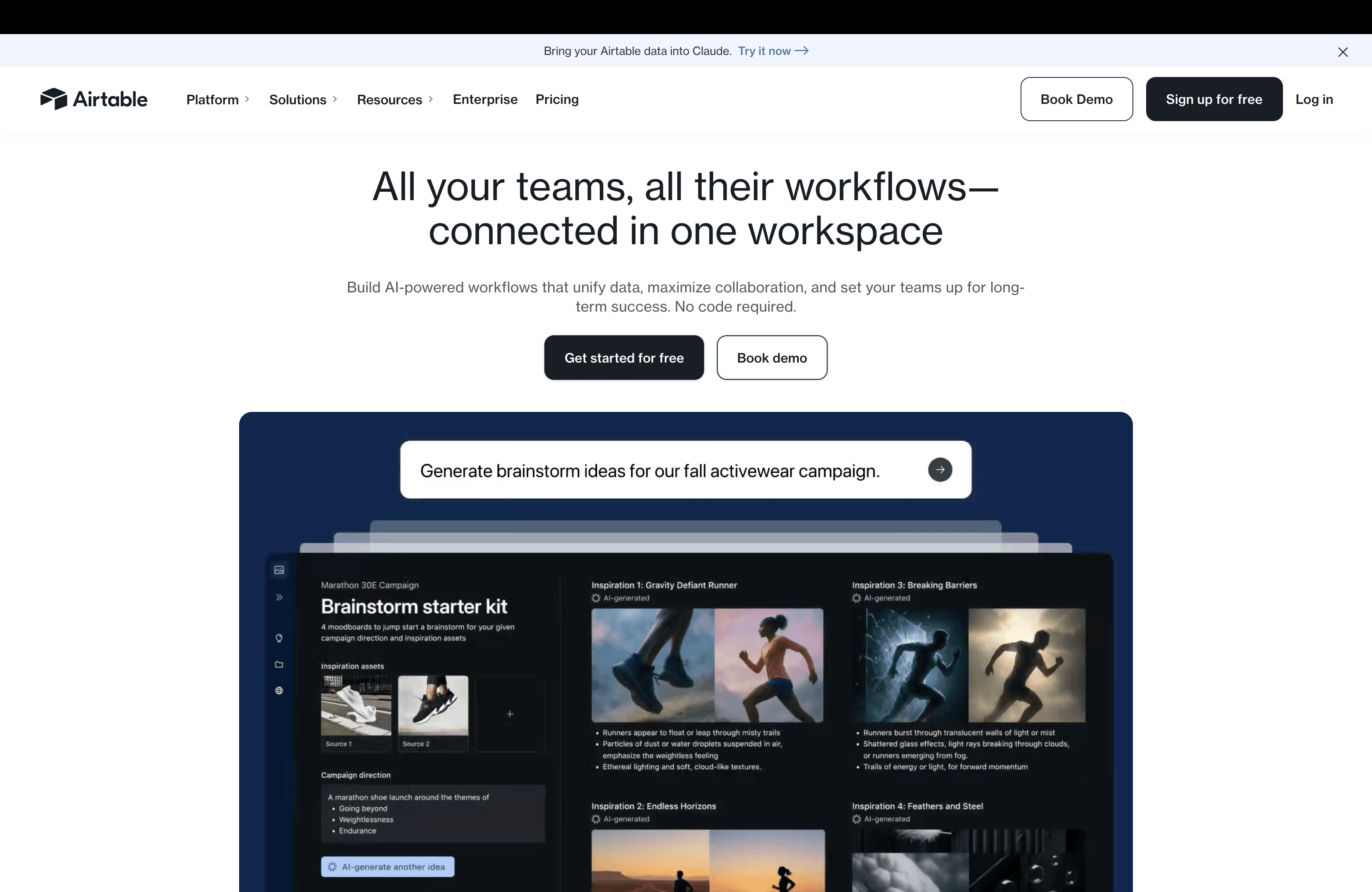 Airtable homepage no-code database and workflow platform