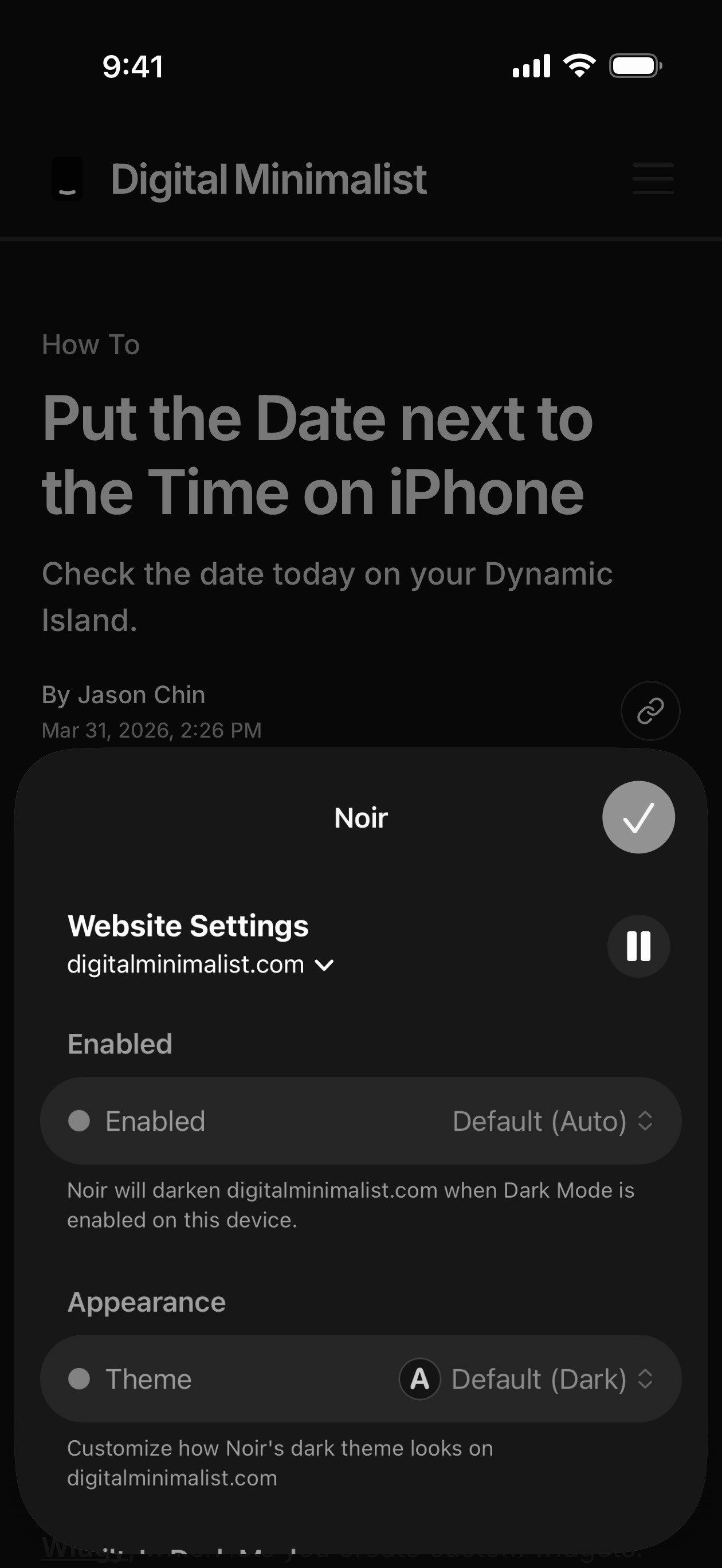 Noir Dark Mode enabled