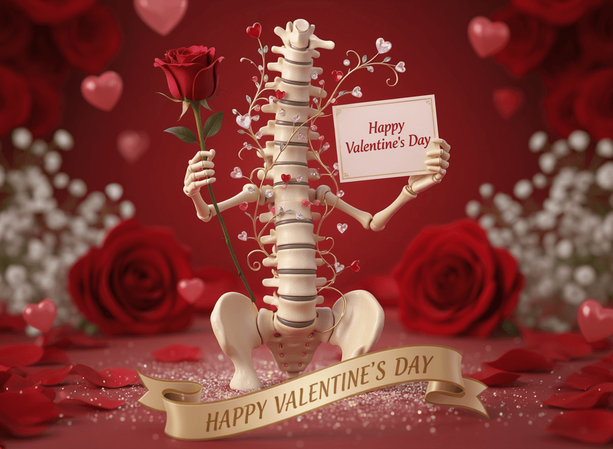 ai generated image of a spine decorated for valentines day