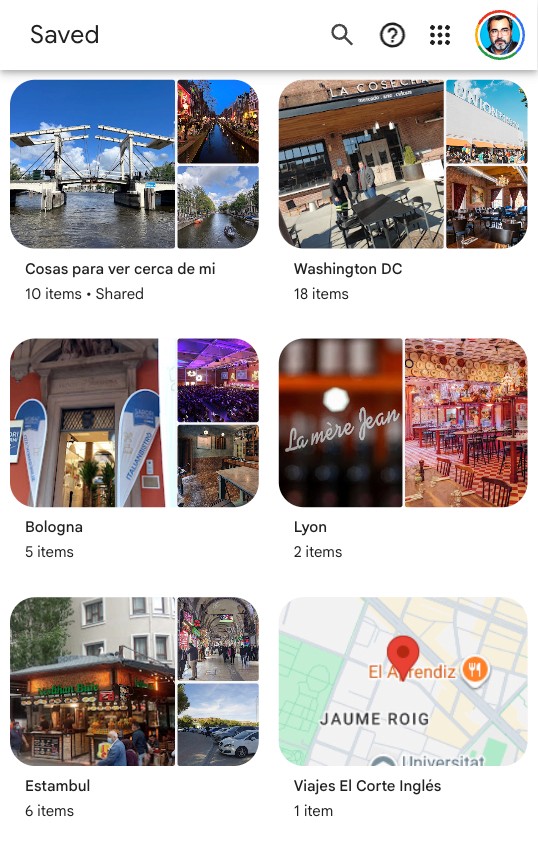 Collections: saved visual research, and the Maps connection