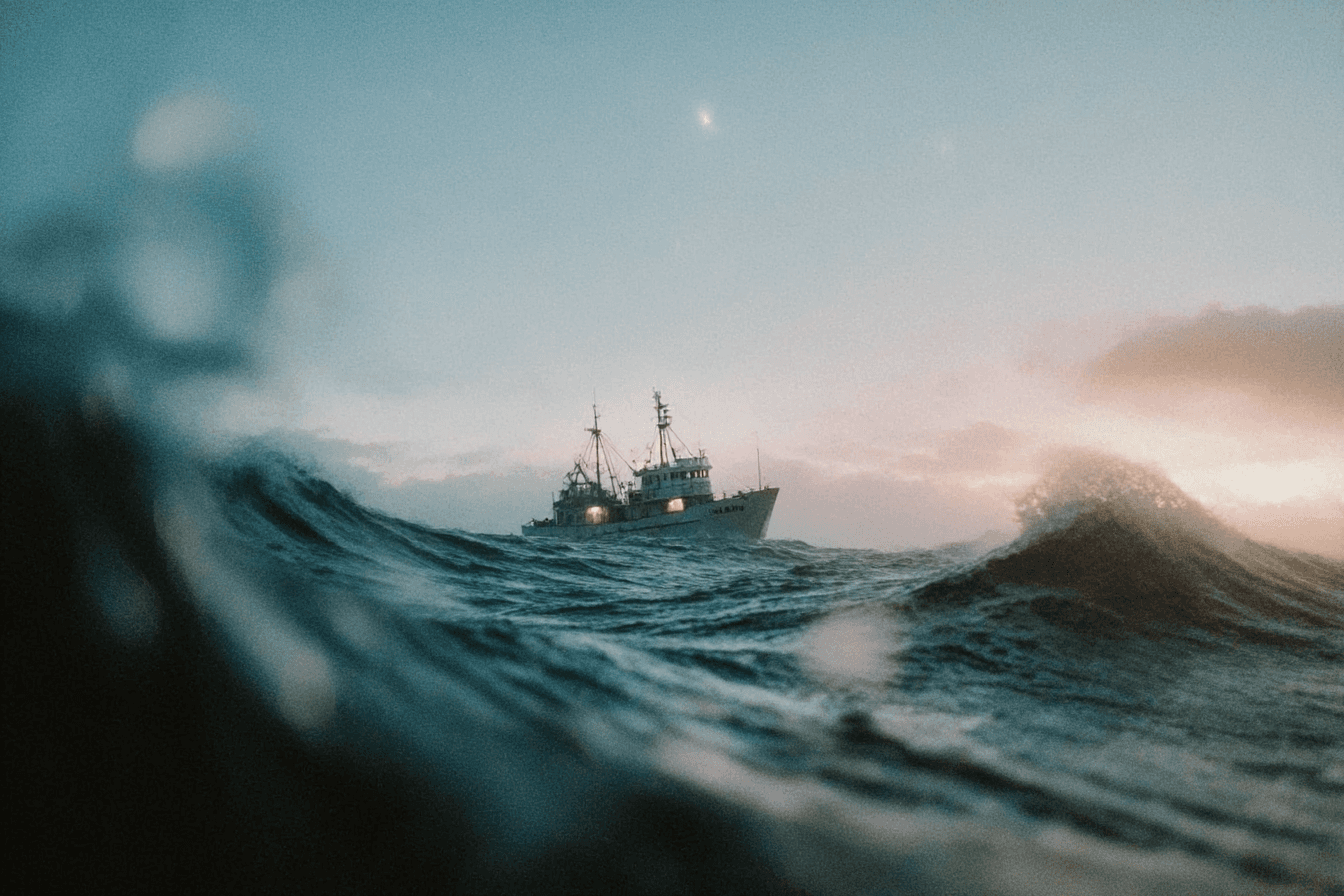 A boat in the middle of the sea