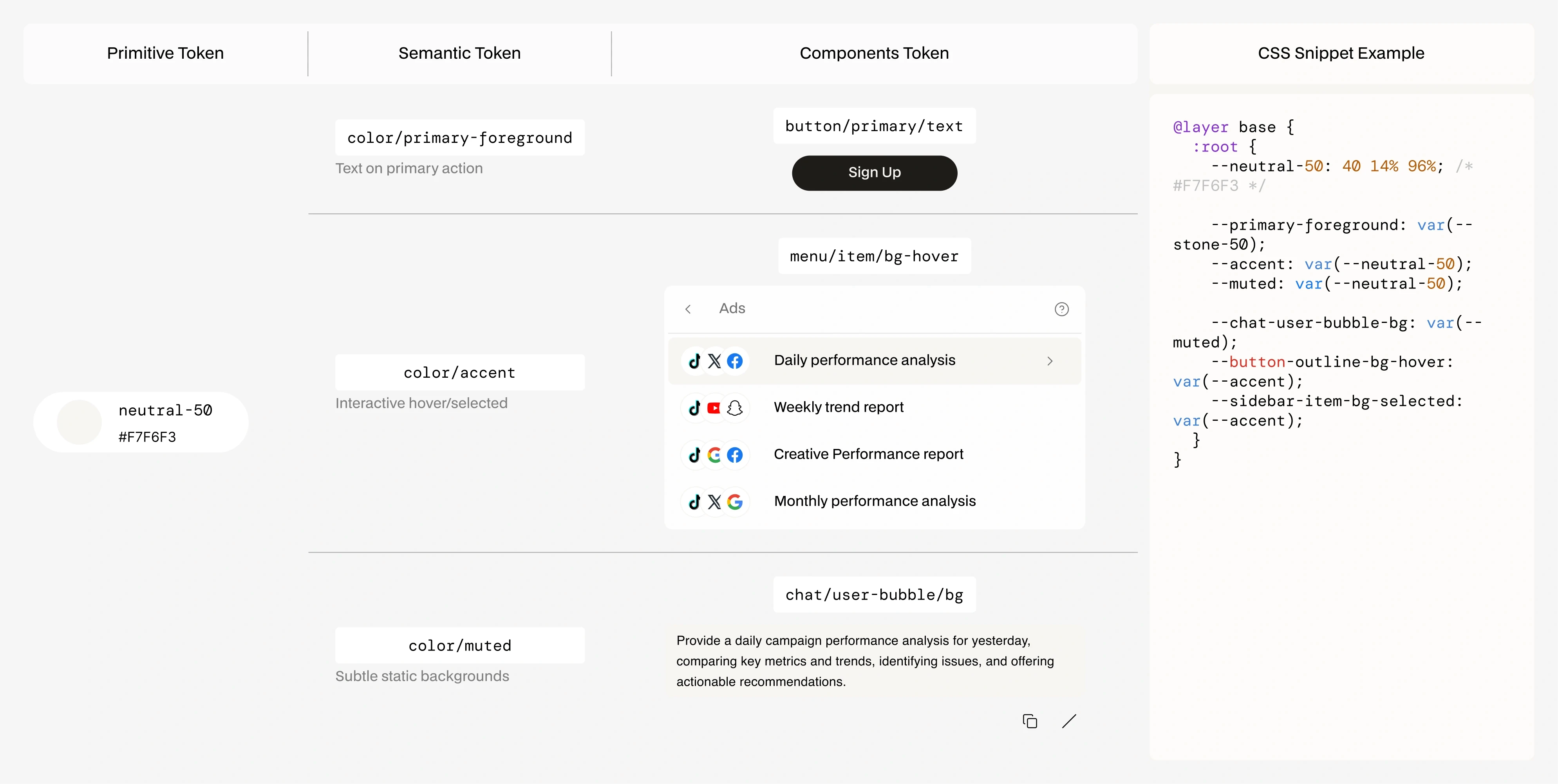 Color token structure