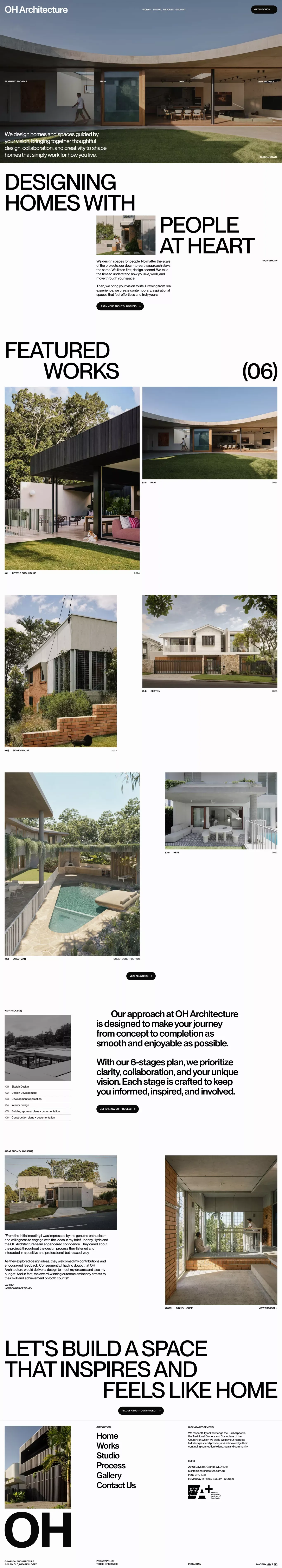 OH Architecture portfolio page screenshot showcasing Architecture and Design design