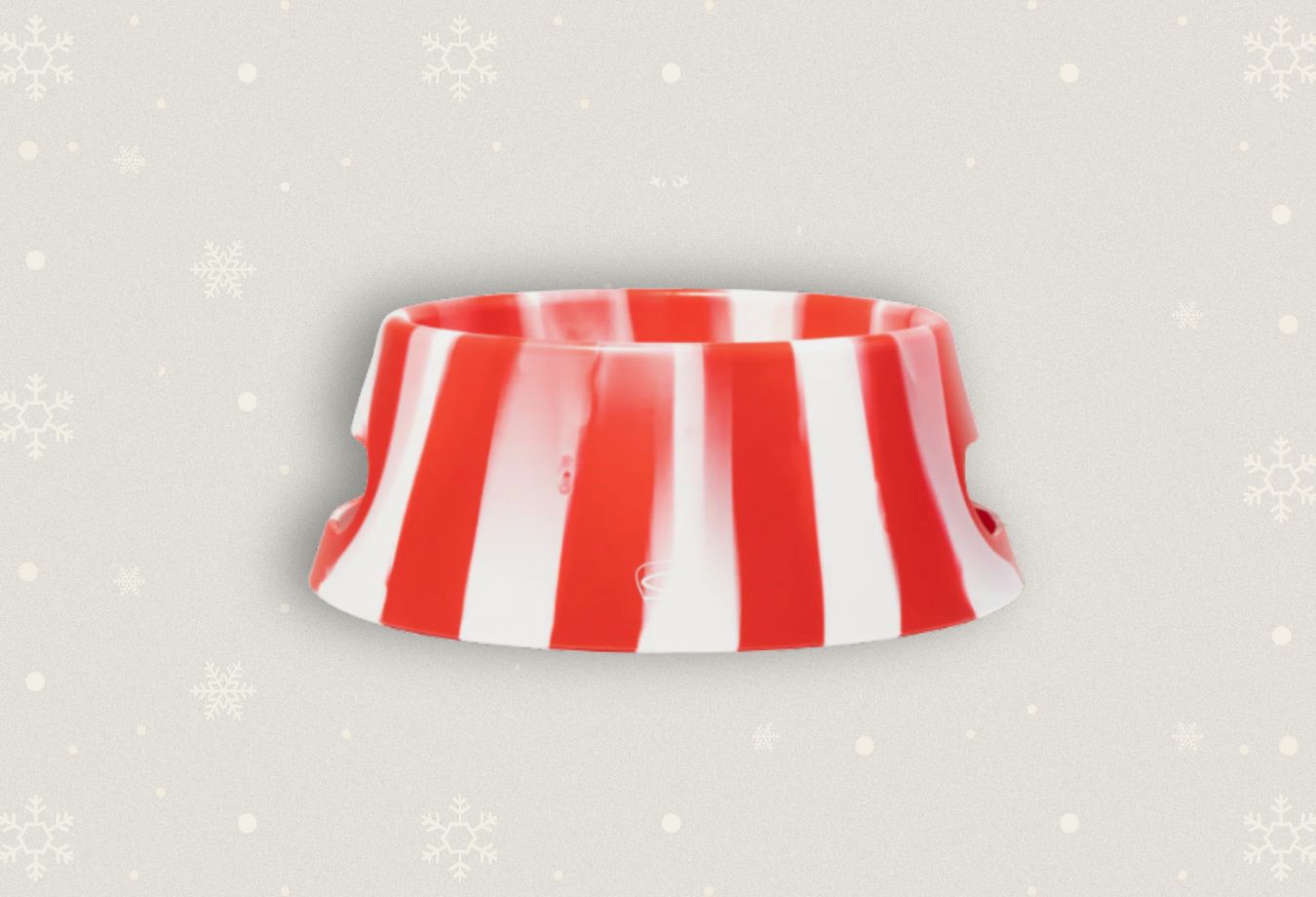 Holiday candy cane striped dog bowl Silipint collapsible water bowl for pets
