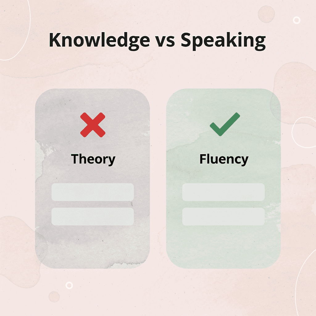  Before and after comparison showing transformation from theory to fluency
