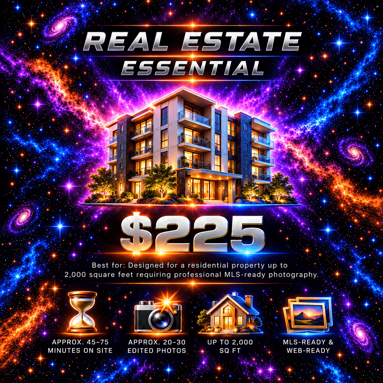 Essential real estate pricing artwork; illustrated property imagery.