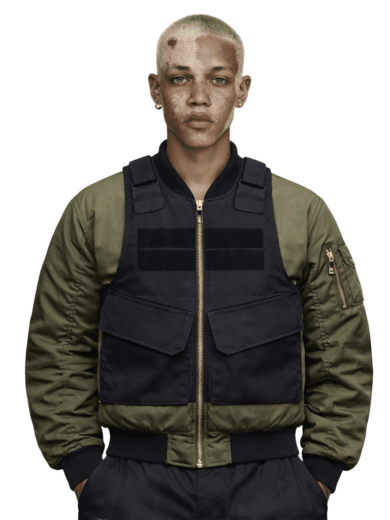 full side image of a green backpack