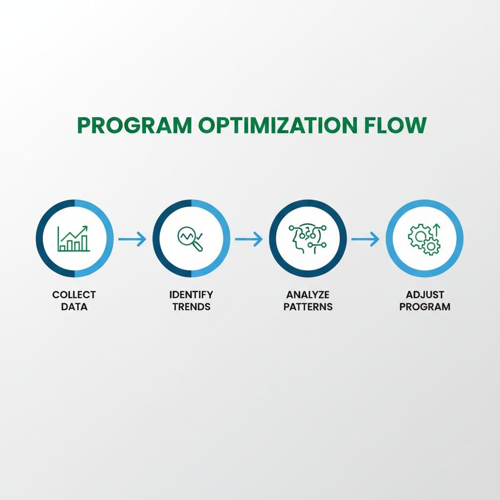 Flowchart showing workout data analysis process from collection to adjustment