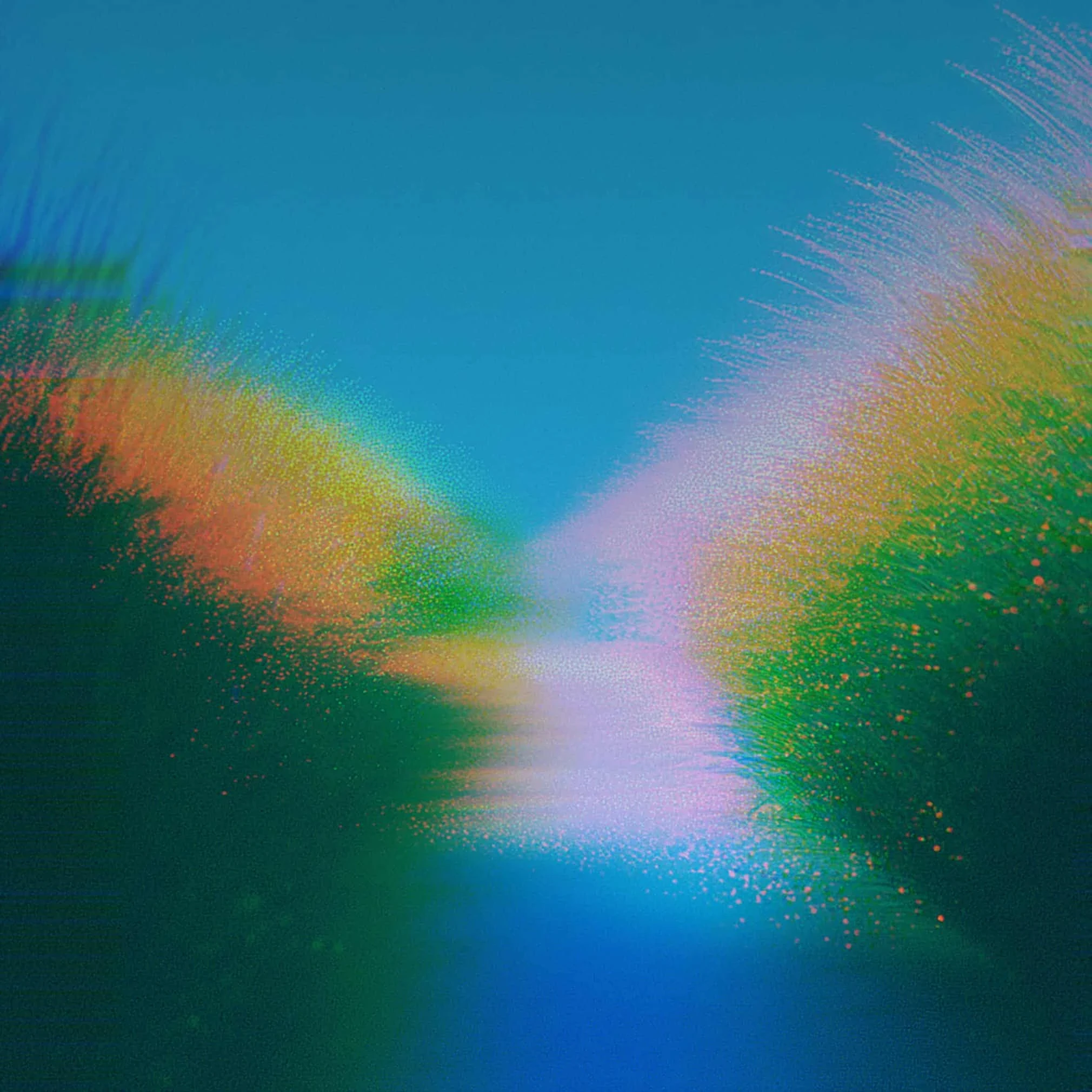 Abstract hero image featuring a vibrant, colorful light streak across a dark blue and green background, suggesting digital innovation.