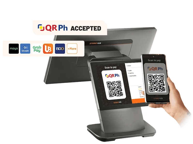 StoreHub QR Ph payments terminal for Philippine merchants to accept GCash, Maya, and bank transfers instantly.