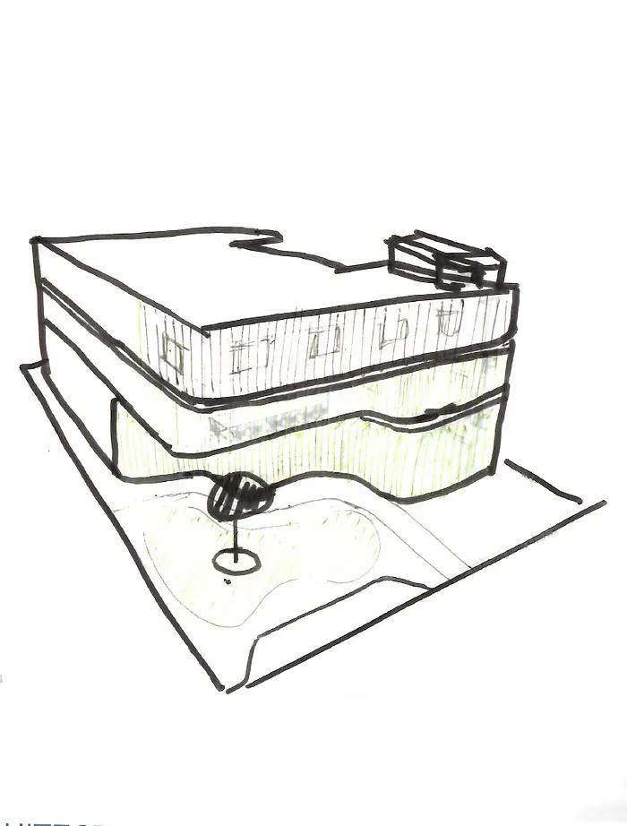 Early sketches explored the building as a symbolic tree, with safety and shelter at its roots and community spaces elevated above.