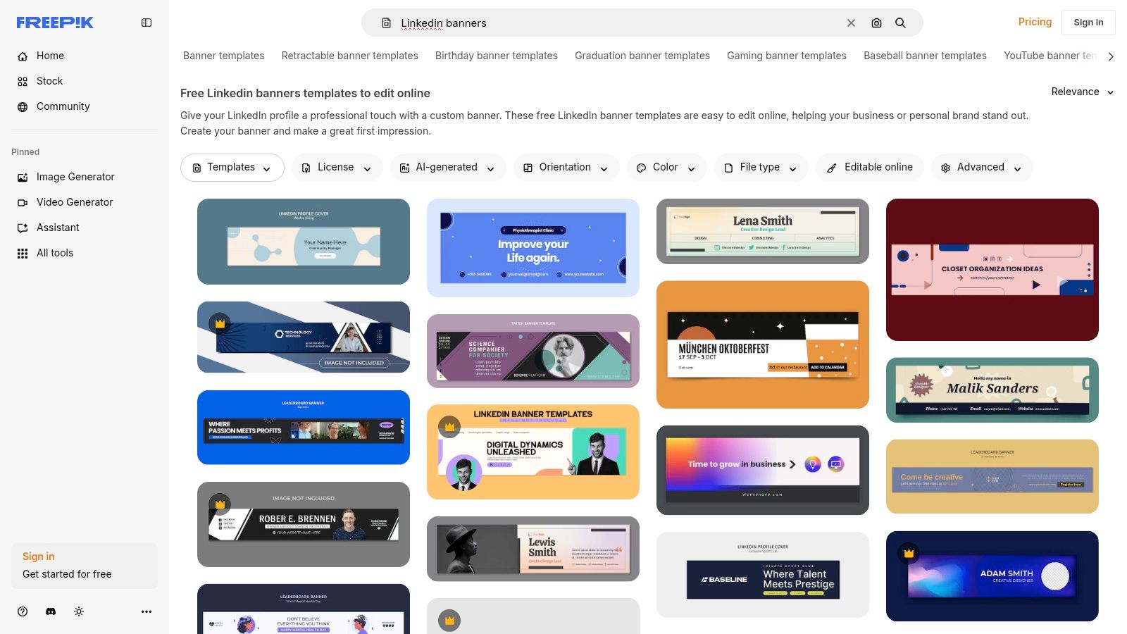 Freepik's selection of editable LinkedIn banner templates and design assets