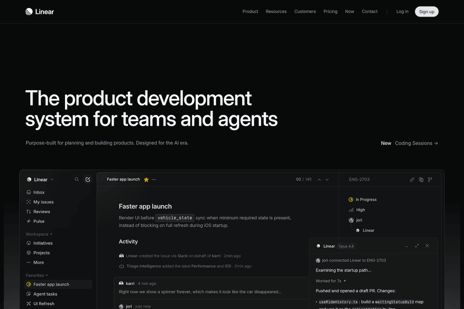 Linear's homepage design