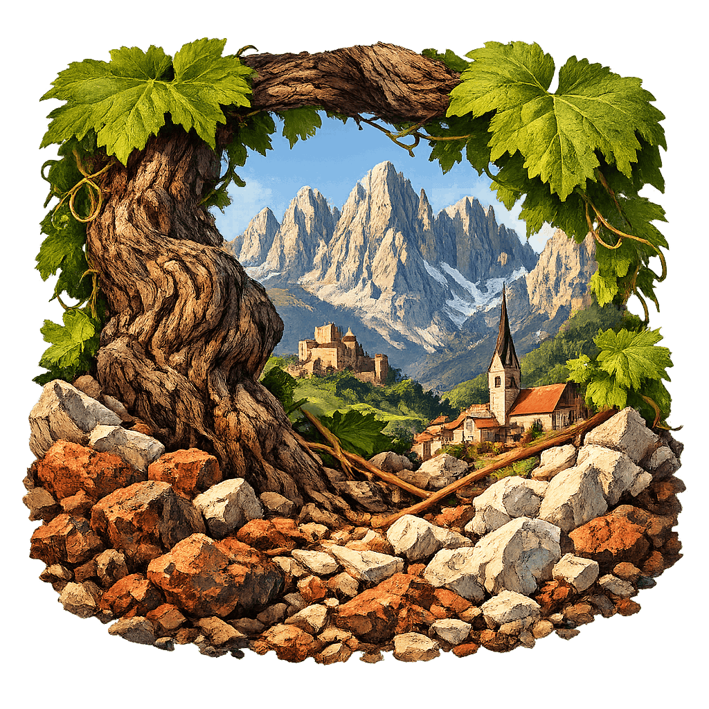 Detailed graphic of the Südtirol wine region.