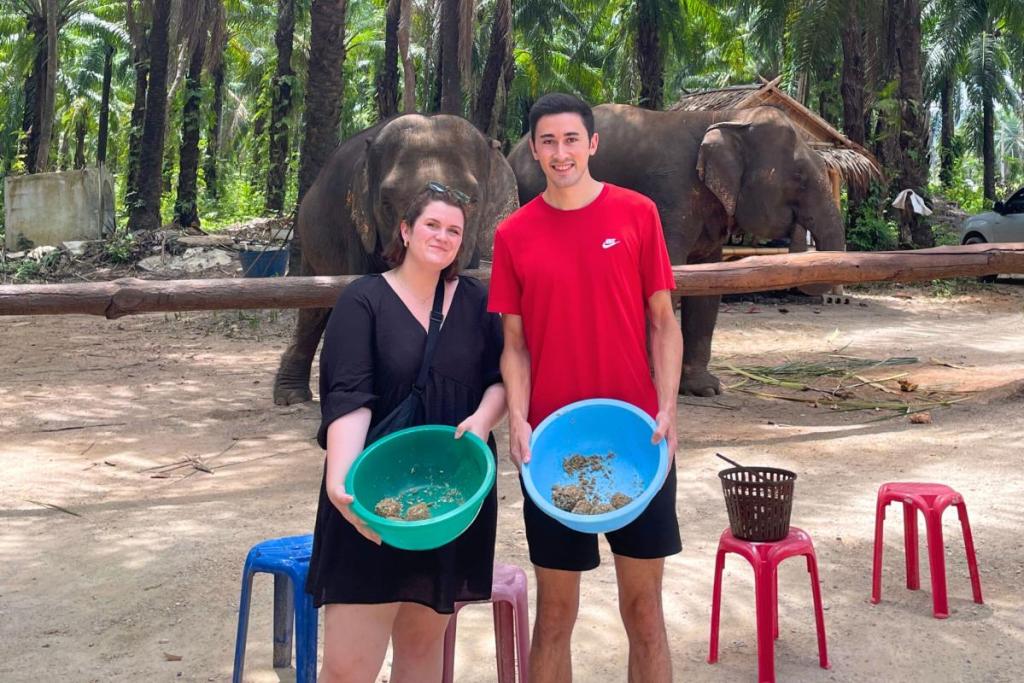 Feeding elephants, Thailand