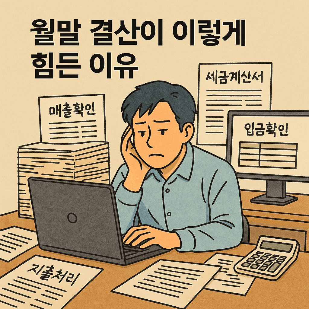 결산으로 힘들어하는 직원