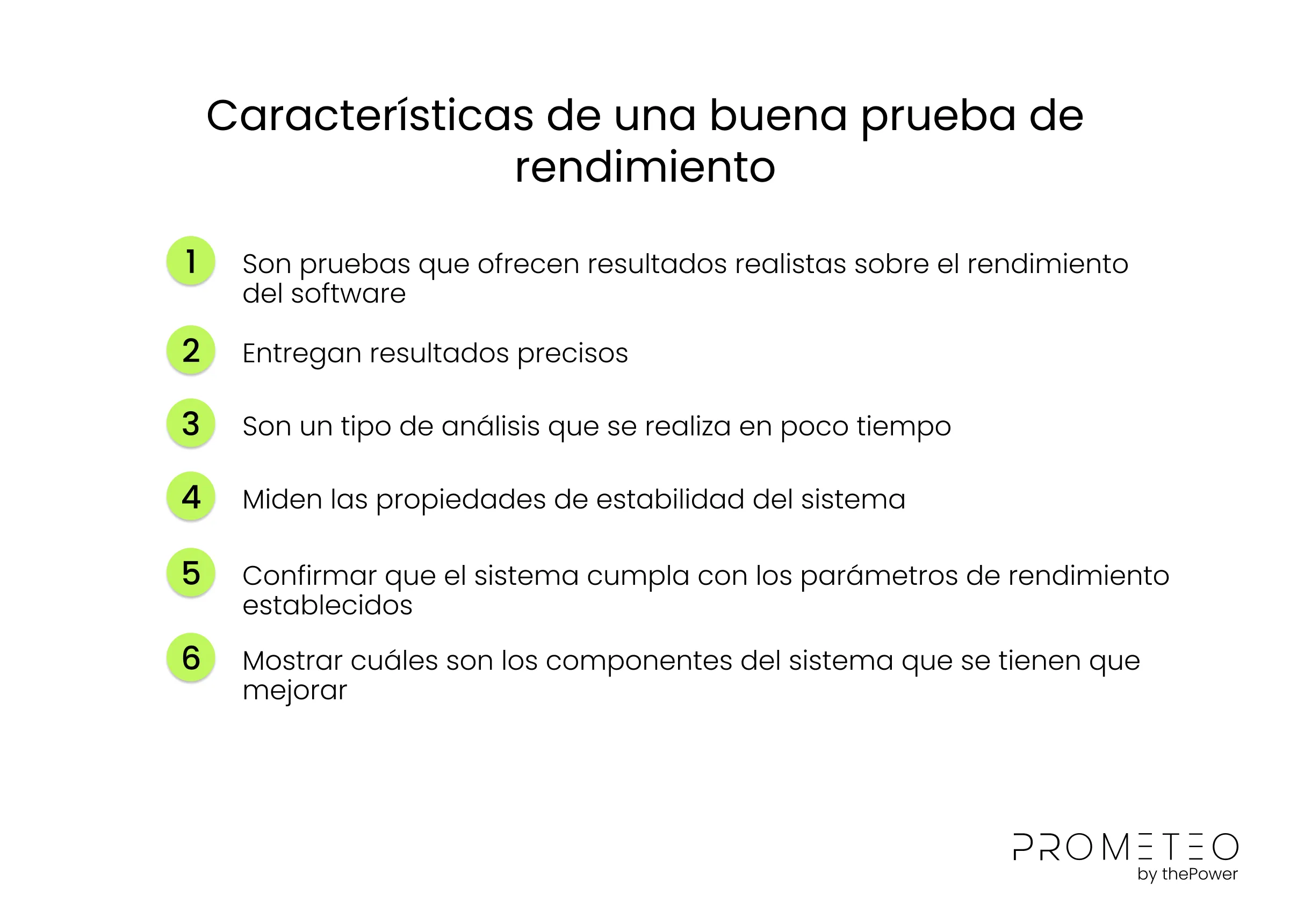 Características de una buena prueba de rendimiento