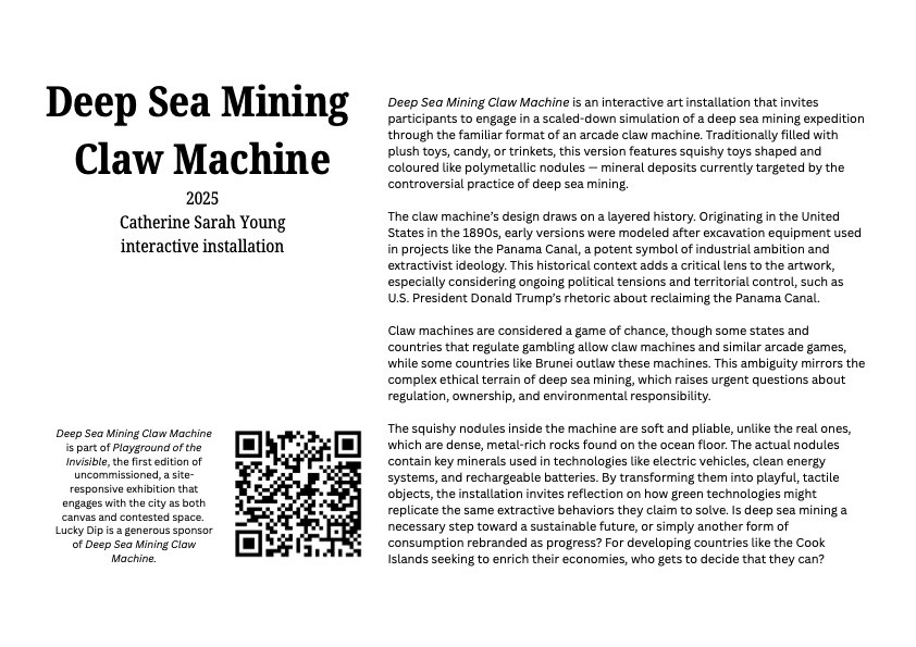 Deep Sea Mining Claw Cachine, 2025, Catherine Sarah Young, Adelaide, South Australia