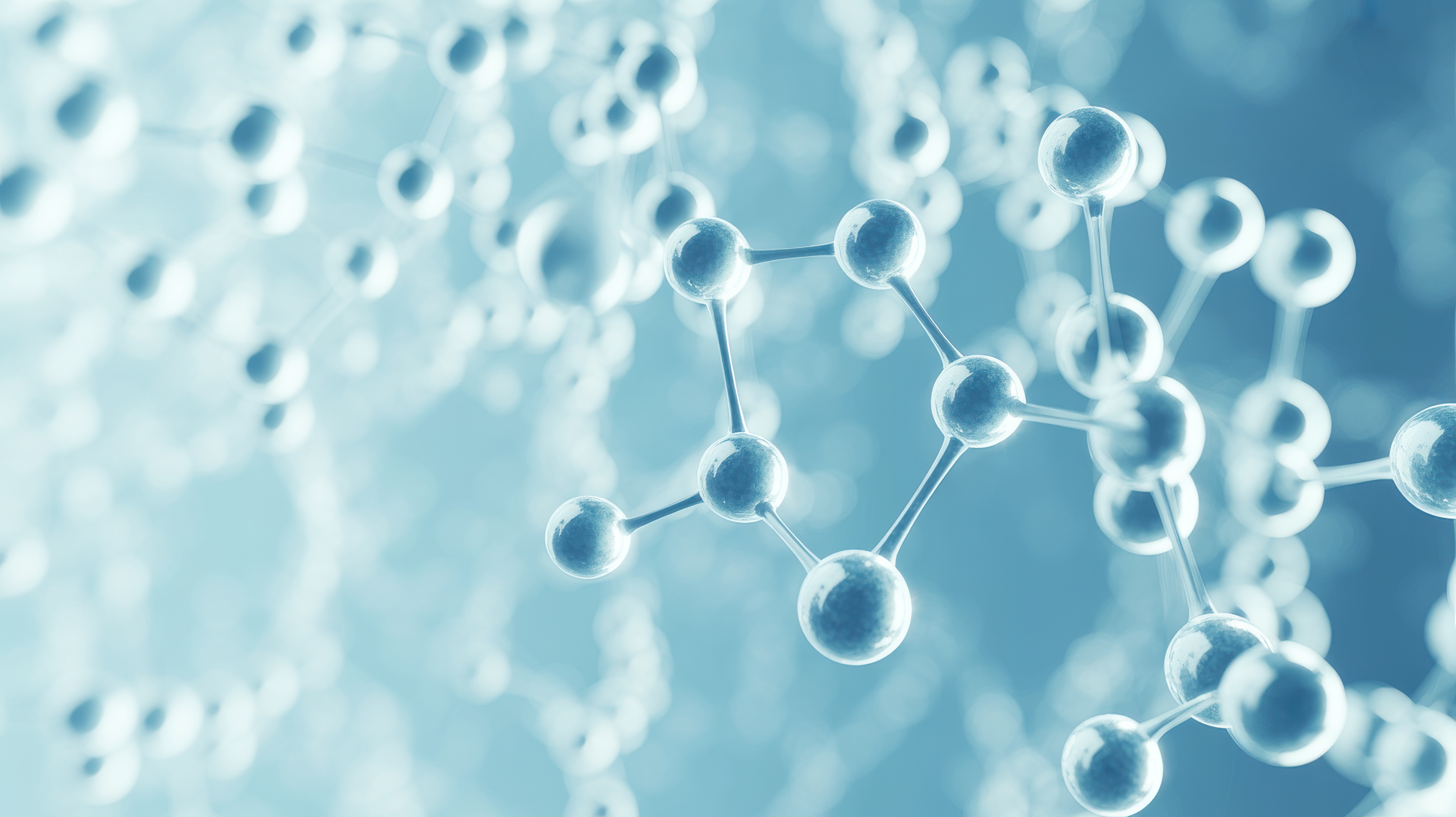 Close-up of a blue microscopic structure resembling a virus with detailed surface textures.